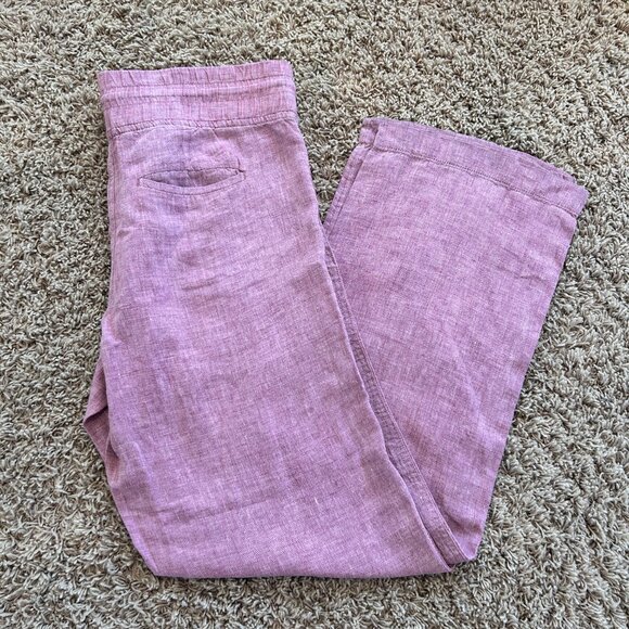 Athleta Cabo Linen Wide Leg Pants in Rust Color Women's Size 4 - Picture 5 of 8